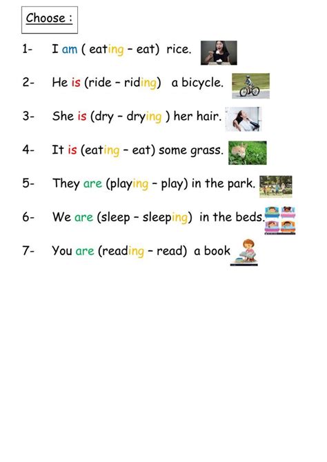 Present Continuous Grade 1 Worksheet 1st Grade Worksheets English As A Second Language Esl