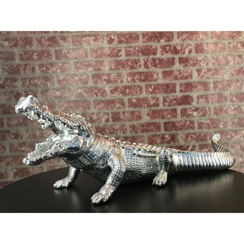 Crocodile Sculpture Chrome Finesse Decor Touch Of Modern