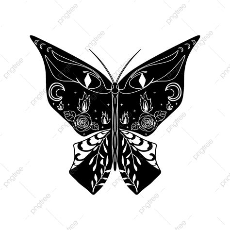 Silueta De Mariposa De Estilo Misterioso Lineal Abstracto Png Resumen