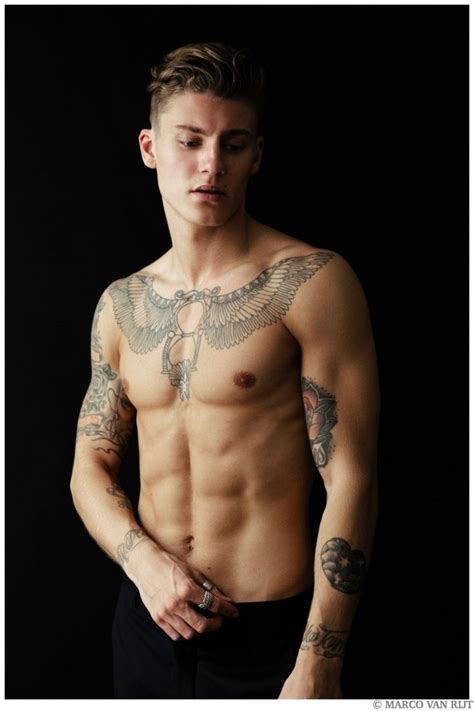 Mikkel Jensen Showcases Tattoos In Shirtless Photos By Marco Van Rijt