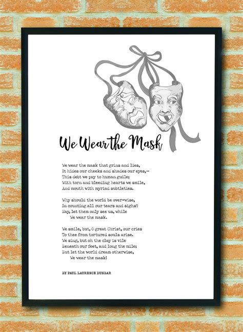 We Wear The Mask Poem By Paul Laurence Dunbar Poster Print Etsy