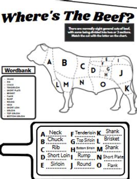 Identifying Cuts Of Beef Worksheet And Printable Answer Key TPT