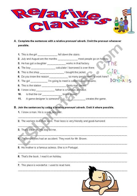 Relative Clauses ESL Worksheet By Silaulau