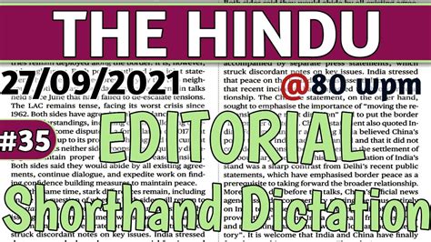 35 The Hindu Editorial Shorthand Dictation 80 Wpm Engliah