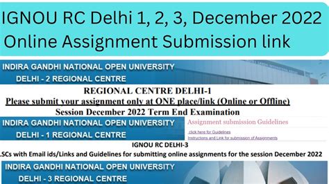 Ignou Rc Delhi December Online Assignment Submission Link