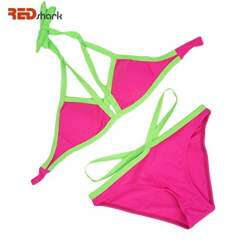 REDshark New Womens Push Up Bikini Set For Women 2017 Solid Swimsuit