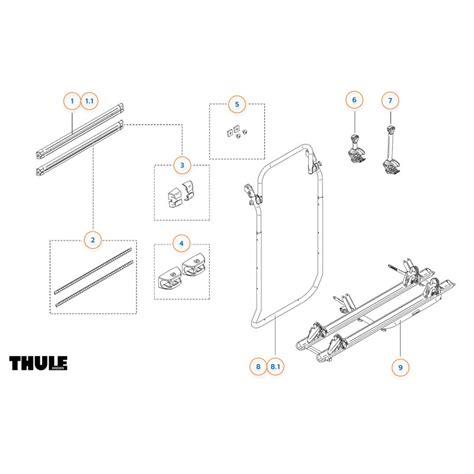 Pièces détachées Elite Van XT THULE pièces pour porte vélos de