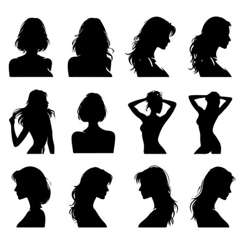 Silhouette Set Of A Person Head And Shoulders Vector Image