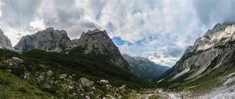 Julische Alpen Vrata Tal Mit Wasserfall Pericnik Und Triglav Panorama