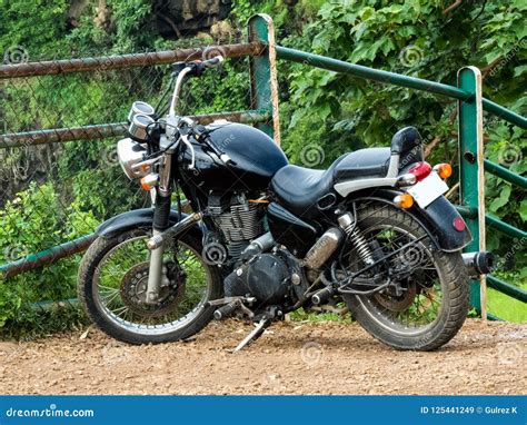 Black Motorbike Or Motorcycle Parked Outdoor Stock Image Image Of