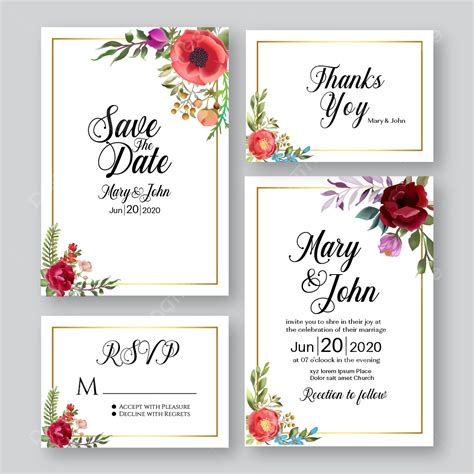 Beautiful Wedding Invitation Card Watercolor Flora Template Download On