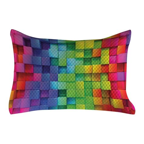 Colorful Quilted Pillowcover Rainbow Colored Contour Display