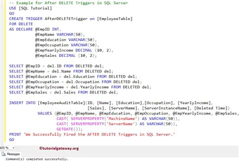 After Delete Triggers In Sql Server