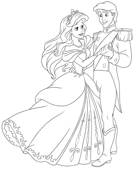 Walt Disney Coloring Pages – Princess Ariel & Prince Eric - Walt Disney ...