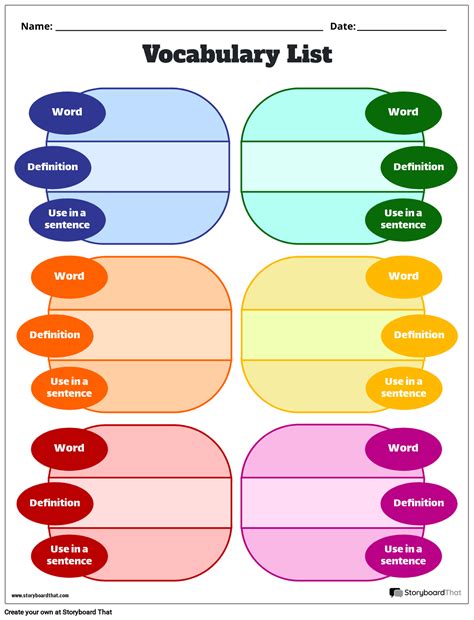 Free Vocabulary Worksheet Templates At Storyboardthat