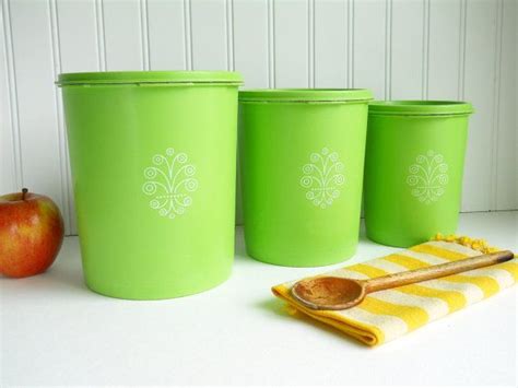 Vintage Green Tupperware Canister Set Etsy Tupperware Canisters