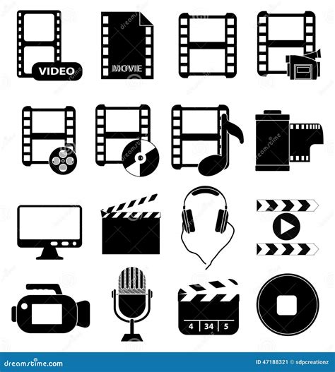 Video Media Player Icons Vector Set Multimedia Music Audio Control