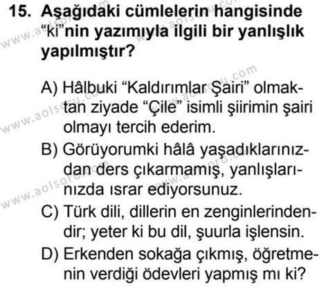 AÖL Türk Dili ve Edebiyatı 6 Dersi 2 Dönem Sınavı Deneme Sınav