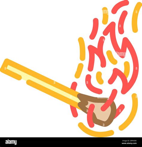 Burning Matchstick Color Icon Vector Illustration Stock Vector Image