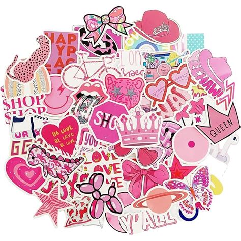 100 Pcs Preppy Stickers Pink Stickers Pack Aesthetic Stickers Preppy