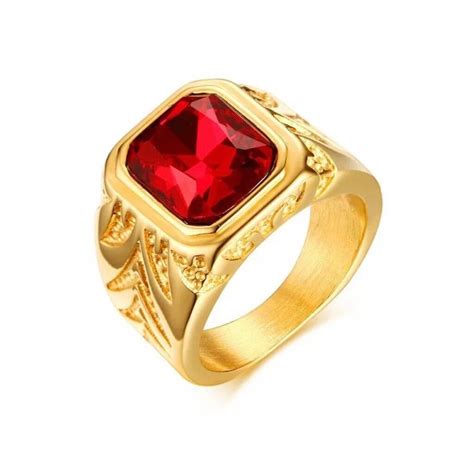 Lab Created Ruby Gemstone Ring For Man Sterling Silver Ring