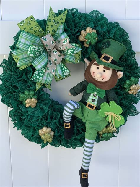 Saint Patricks Day Wreath Shamrock Wreath Leprechaun Front Door