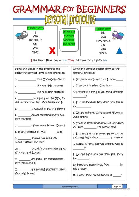 Nouns And Pronouns Worksheets