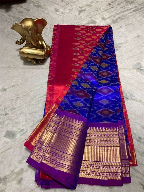 Mangalagiri Pure Pattu By Pattu Big Border Mangalagiri Ikkat Pure Pattu