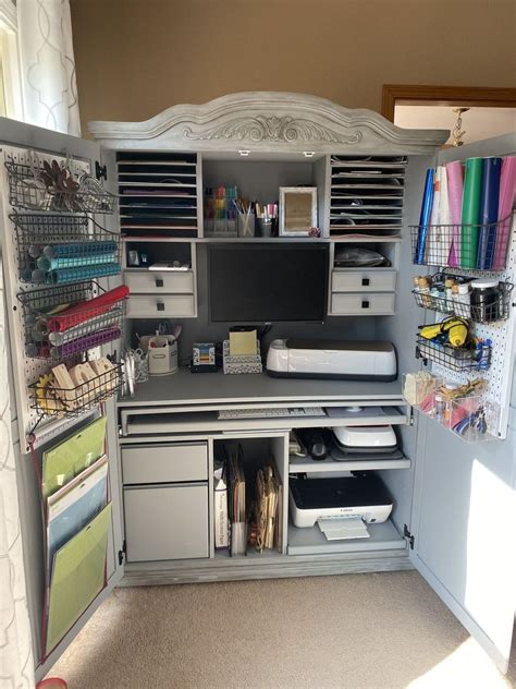 How To Turn A 60 Computer Armoire Into A Cricut Craft Cabinet Diy