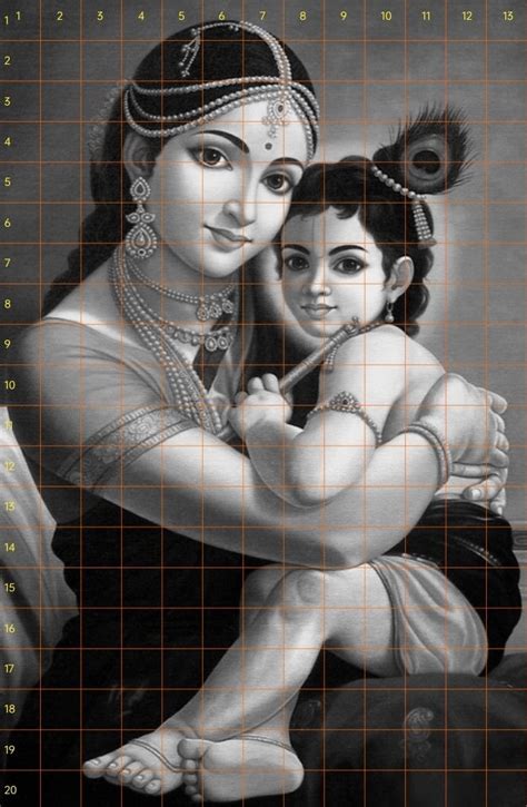 Krishna Ji ️ Yashoda Maiya Grid Image Drawing People Drawing People Faces Drawings