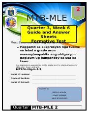 Mtb Q Week Tabna Docx Mtb Mle Quarter Week Guide And