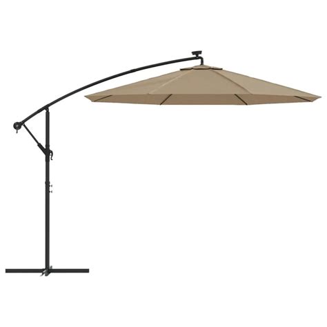 Parasol meuble de jardin en porte à faux led et mât en acier 300 cm