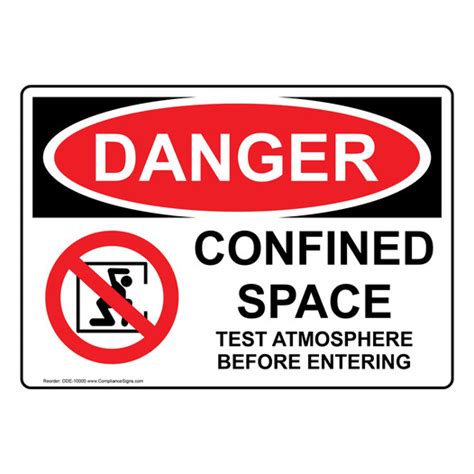 Danger Sign Confined Space Test Atmosphere Sign With Symbol Osha