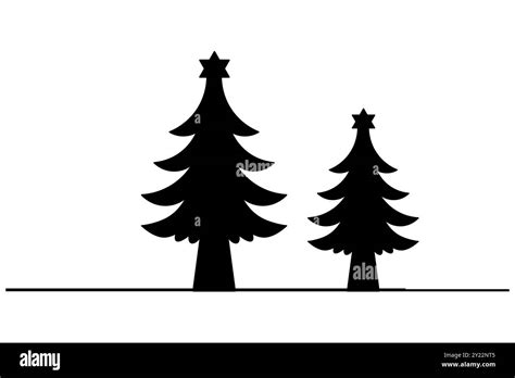 Christmas tree silhouette vector icon and isolated outline drawing Stock Vector Image & Art - Alamy