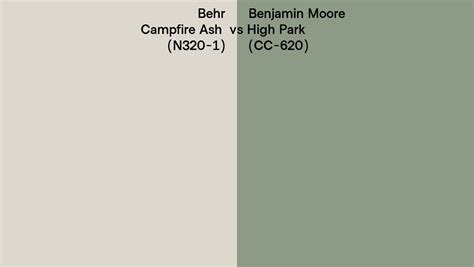 Behr Campfire Ash N320 1 Vs Benjamin Moore High Park CC 620 Side By