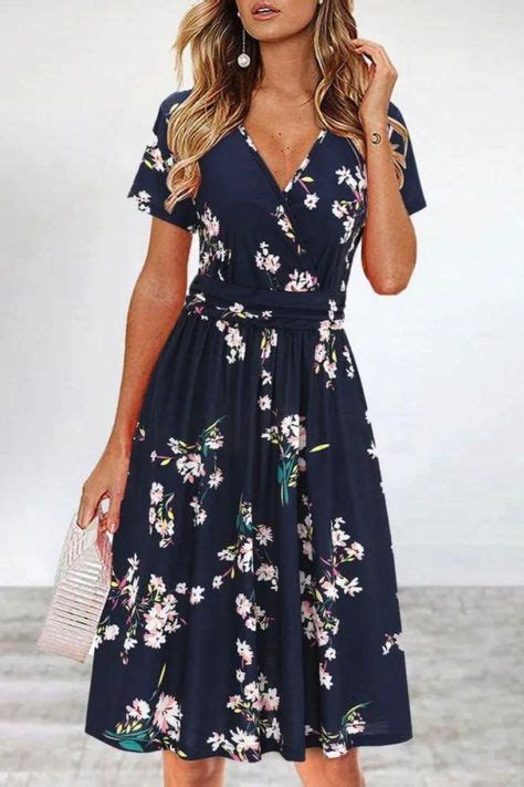 Floral Print Wedding Guest Knee Length Dress Knee Length Dresses