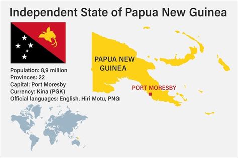 Premium Vector Highly Detailed Papua New Guinea Map With Flag Capital