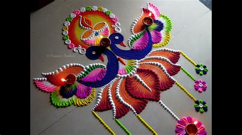 Peacock Diya Rangoli