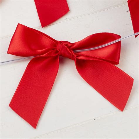 Red Twist Tie Satin Bows Ribbon And Trims Craft Supplies Factory