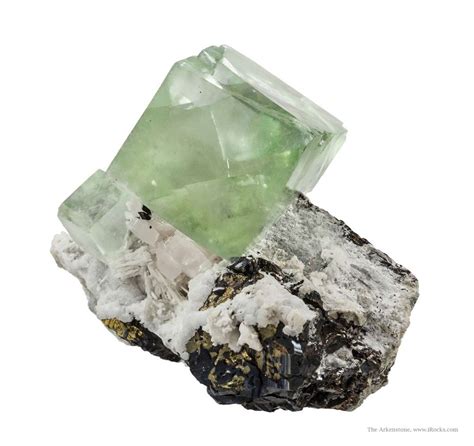 Glowing Light Green Fluorite And White Calcite Irocks Fine Minerals