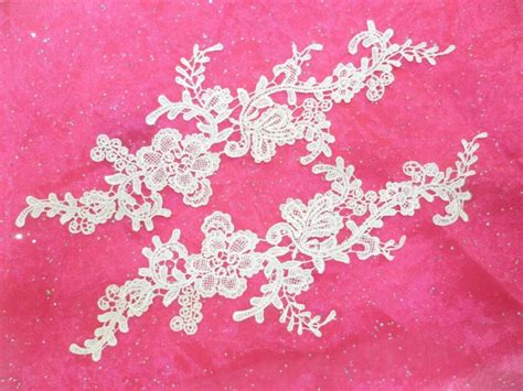 Embroidered Floral Applique Mirror Pair Ivory Clothing Patch Craft Motif 135 Bl98x Etsy