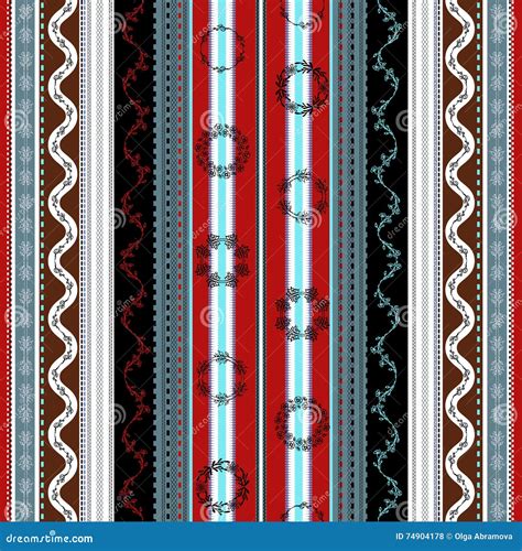 Ethnic Boho Seamless Pattern Colorful Border Background Texture Stock