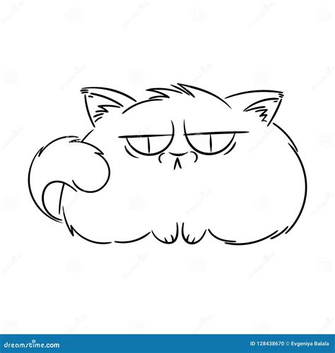 Angry Furry Cartoon Cat. Cute Grumpy Cat for Prints, Design, Cards, Tag ...