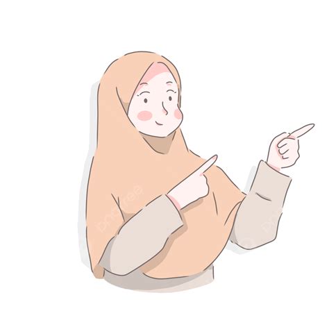 Islam Women Girl Hijab Pointing Pose Cute Chibi Pointing Pose Cute