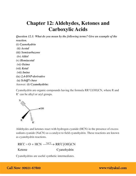 Class 12th Chemistry Aldehydes Ketones And Carboxylic Acids NCERT