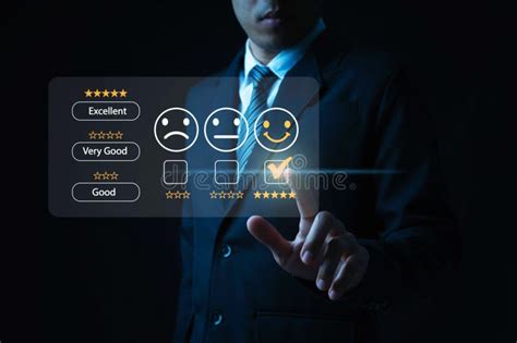 Businessman Touching The Virtual Screen On The Happy Smiley Face Icon