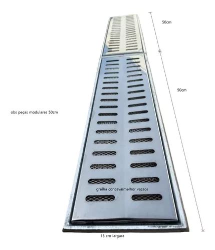 Ralo Linear Inox Metro Por Cm X Grelha E Suporte Frete Gr Tis