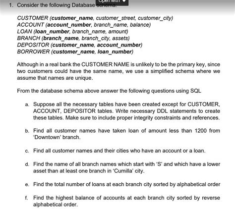 Solved 1 Consider The Following Database Schema CUSTOMER Chegg