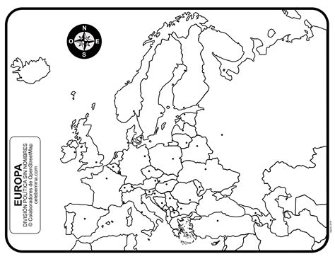 Mapa Europa con división política con y sin nombres Celebérrima