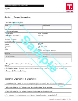 Fillable Online Subcontractor Prequalification Form B W Kennedy Co